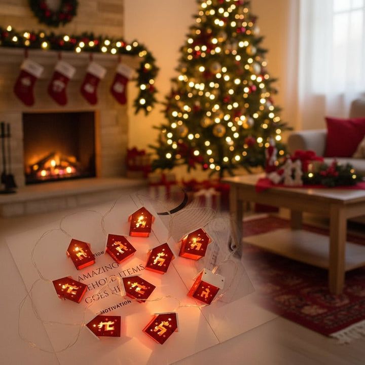 Christmas Light Up House String Lights with Warm White LED