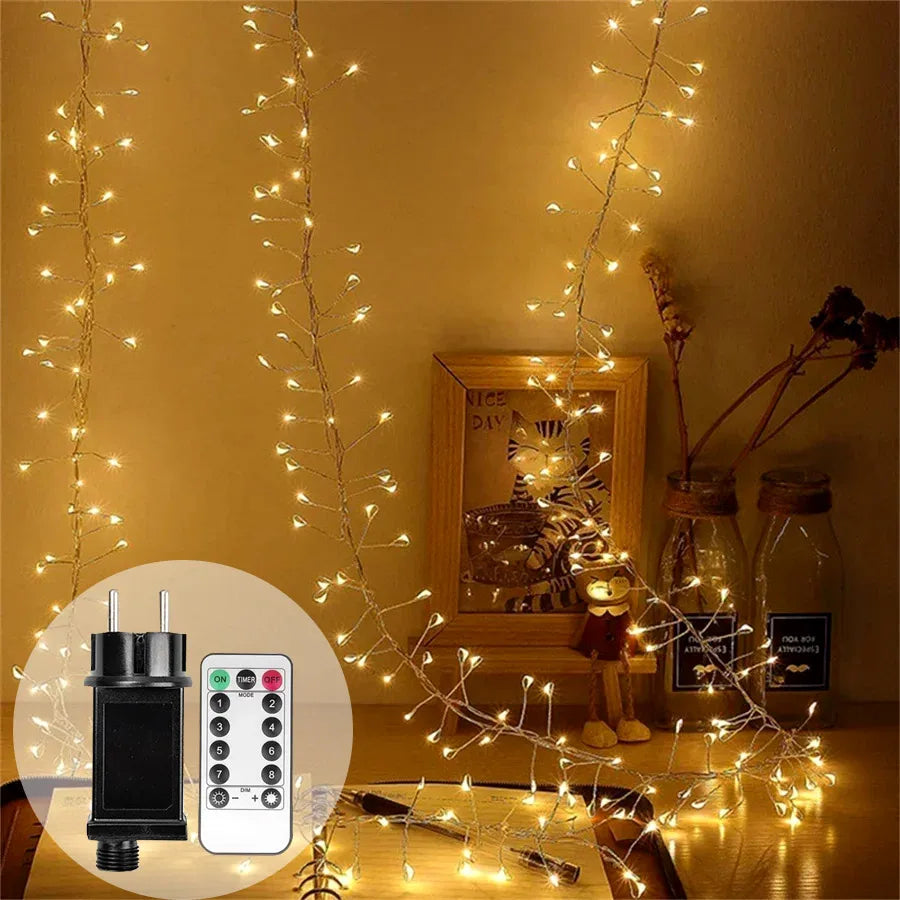 Christmas String Lights Remote Control Warm White LED Decorative