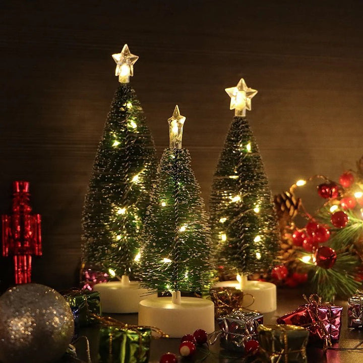 Christmas Tree Lights LED Glowing Miniature Tabletop Decorations