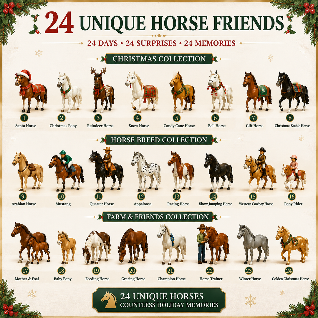Collectible Horse Advent Calendar with 24 Unique Figurines