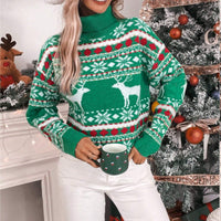 Cordelia | Women's Printed Turtleneck Christmas Sweater