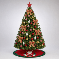Decorated Artificial Christmas Tree with Red and Gold Ornaments