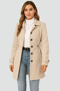 Elena | Women's Belted Button Waist Belt Trench Coat
