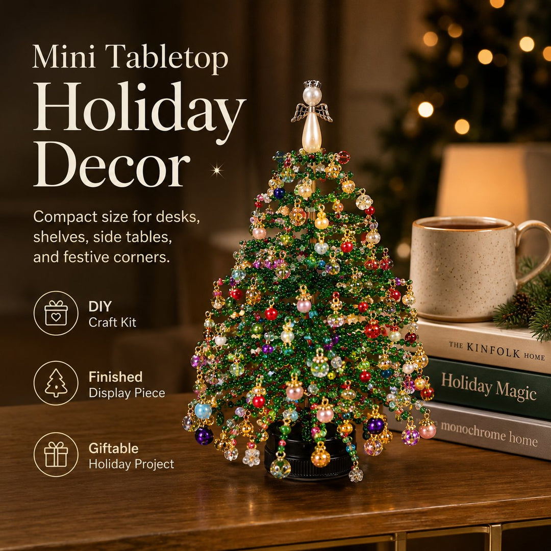 Diy Christmas Tree Kit with Beaded Ornaments and Warm Lights