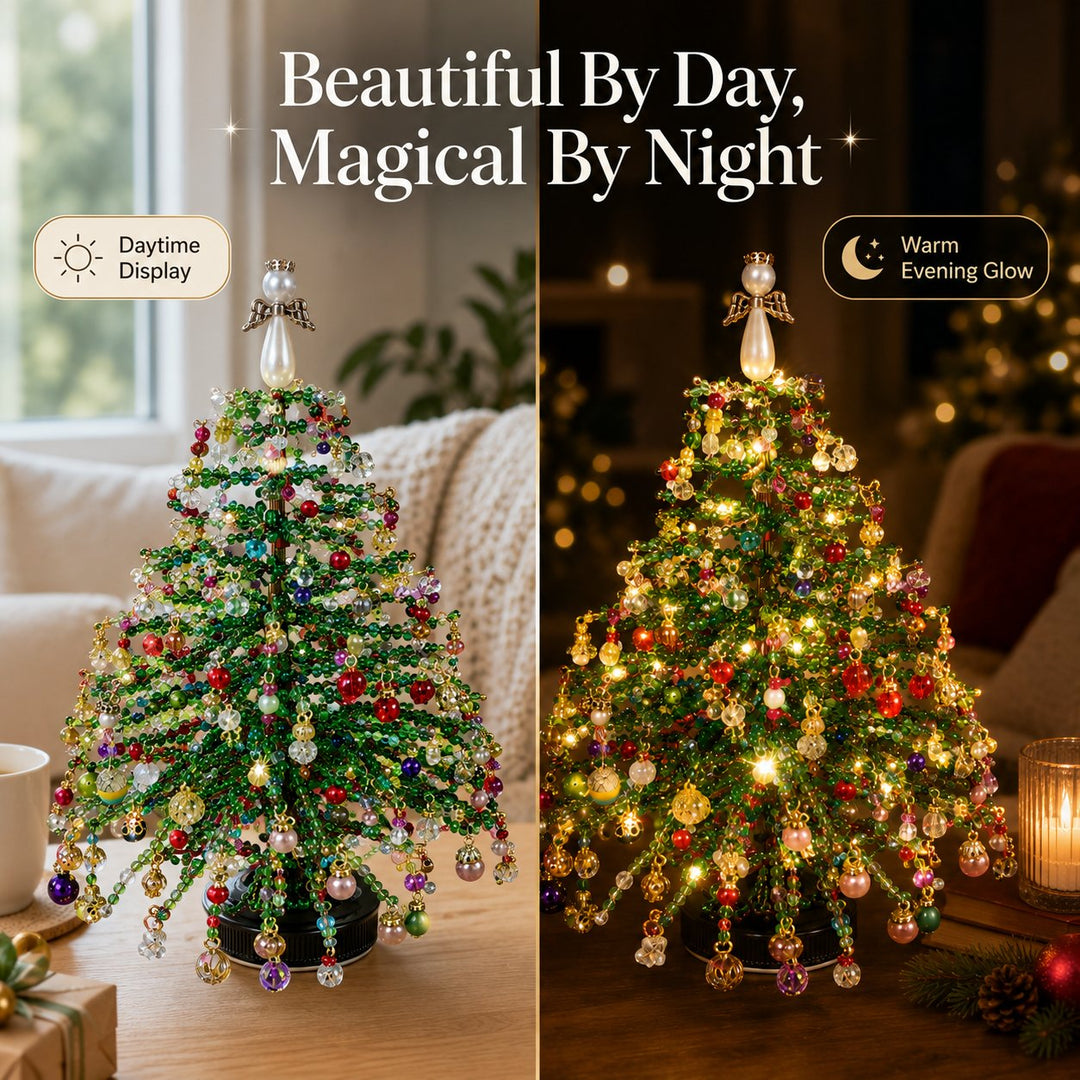 Diy Christmas Tree Kit with Beaded Ornaments and Warm Lights
