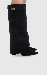 Ellia | Women's Knee High Suede Boots with Low Heel