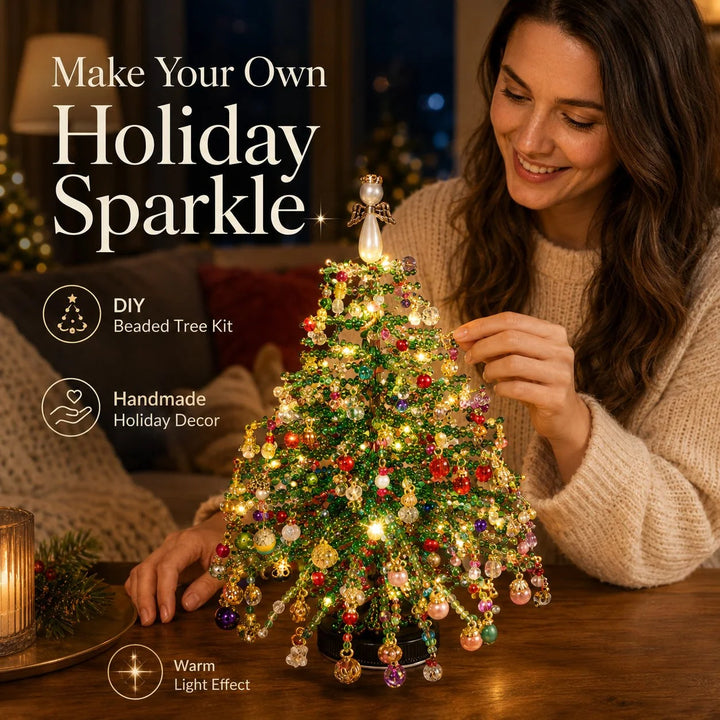 Beaded DIY Christmas Tree Kit with Warm Lights