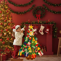 Felt Artificial Christmas Tree with LED Lights and Removable Ornaments