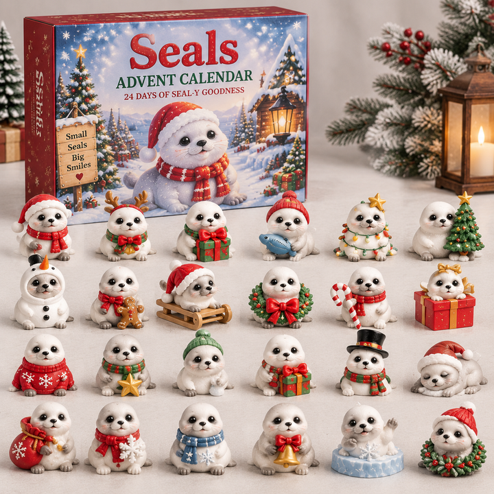 Festive Seal Advent Calendar with 24 Collectible Figurines