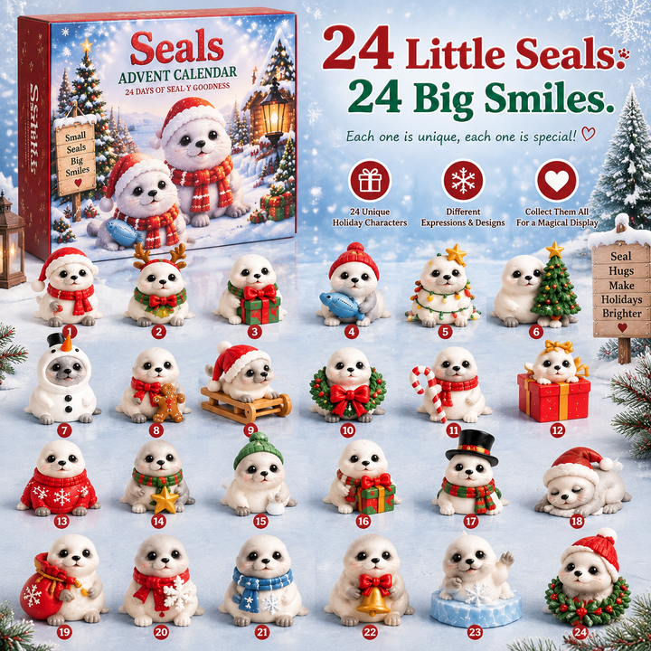 Festive Seal Advent Calendar with 24 Collectible Figurines