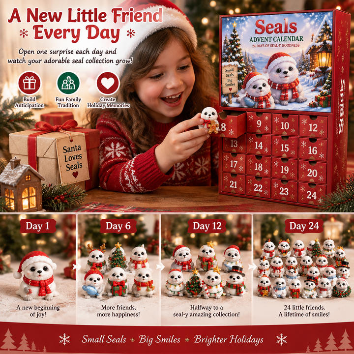Festive Seal Advent Calendar with 24 Collectible Figurines