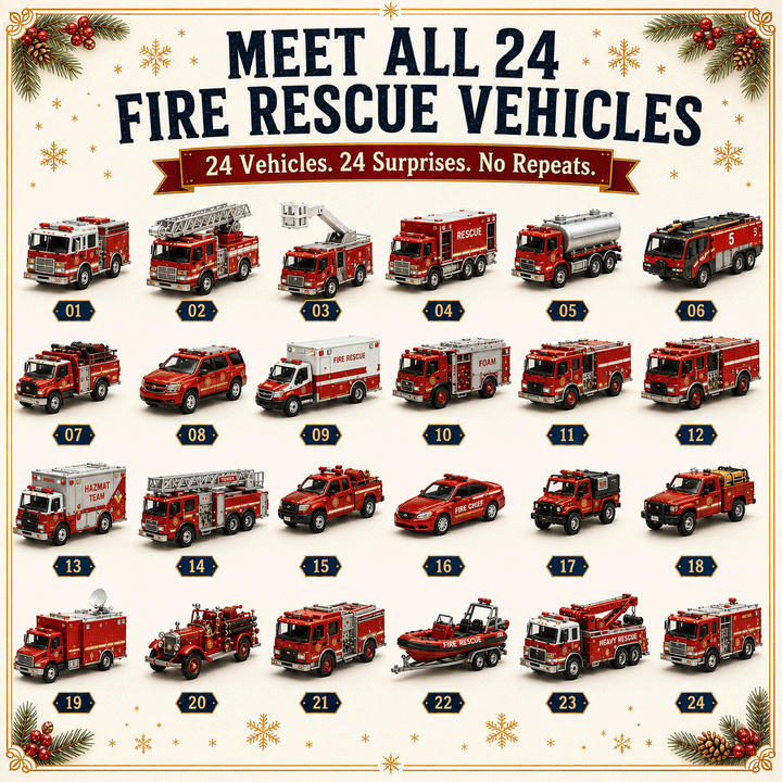 Fire Truck Advent Calendar with 24 Unique Rescue Vehicles