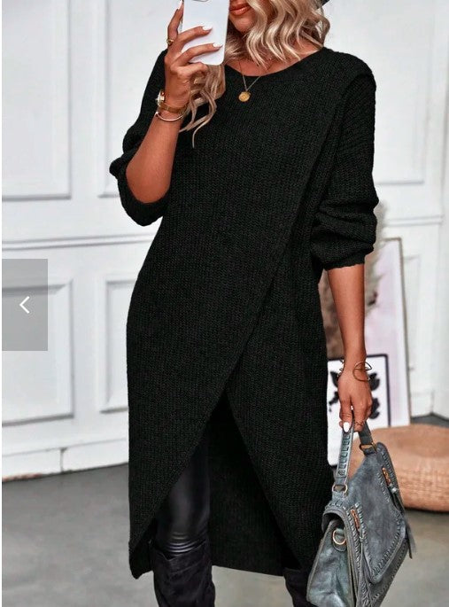 Georgia | Women's Asymmetric Wrap-Front Knitted Dress