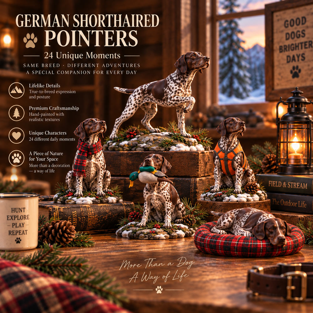 German Shorthaired Pointer Advent Calendar - 24 Unique Hand-Painted Daily Figurines