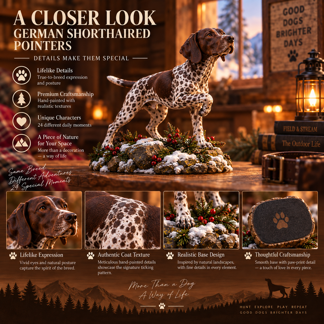 German Shorthaired Pointer Advent Calendar - 24 Unique Hand-Painted Daily Figurines