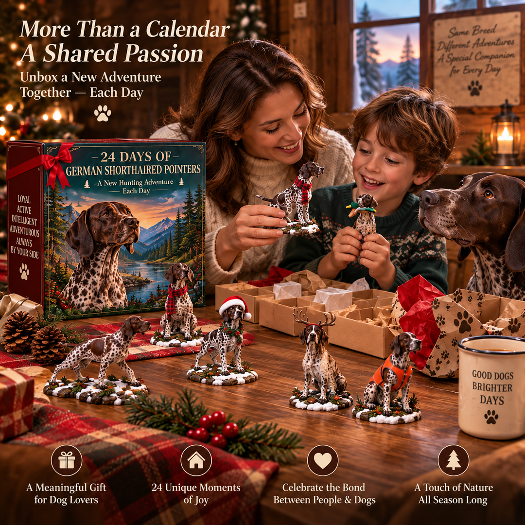 German Shorthaired Pointer Advent Calendar - 24 Unique Hand-Painted Daily Figurines
