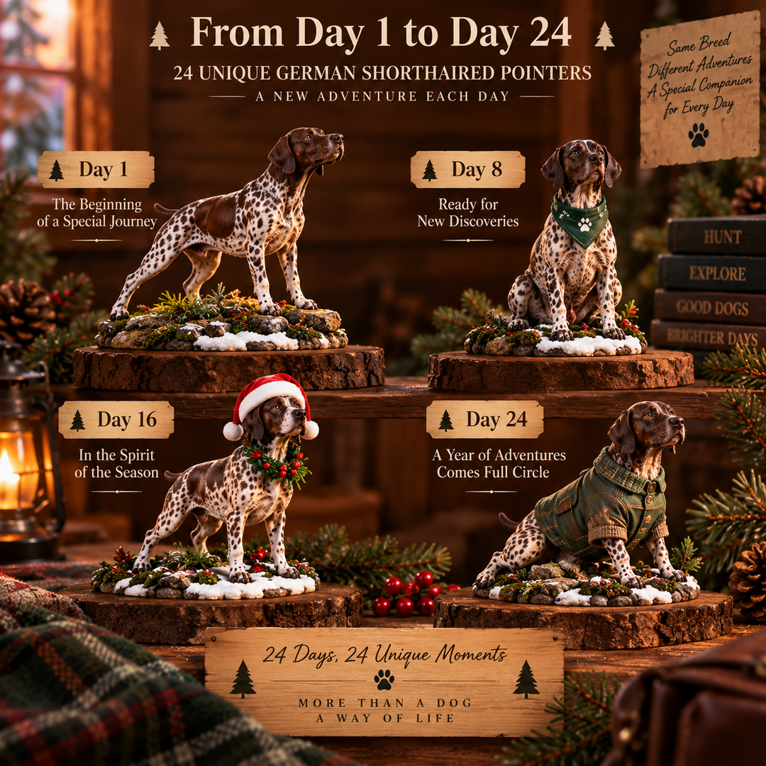 German Shorthaired Pointer Advent Calendar - 24 Unique Hand-Painted Daily Figurines