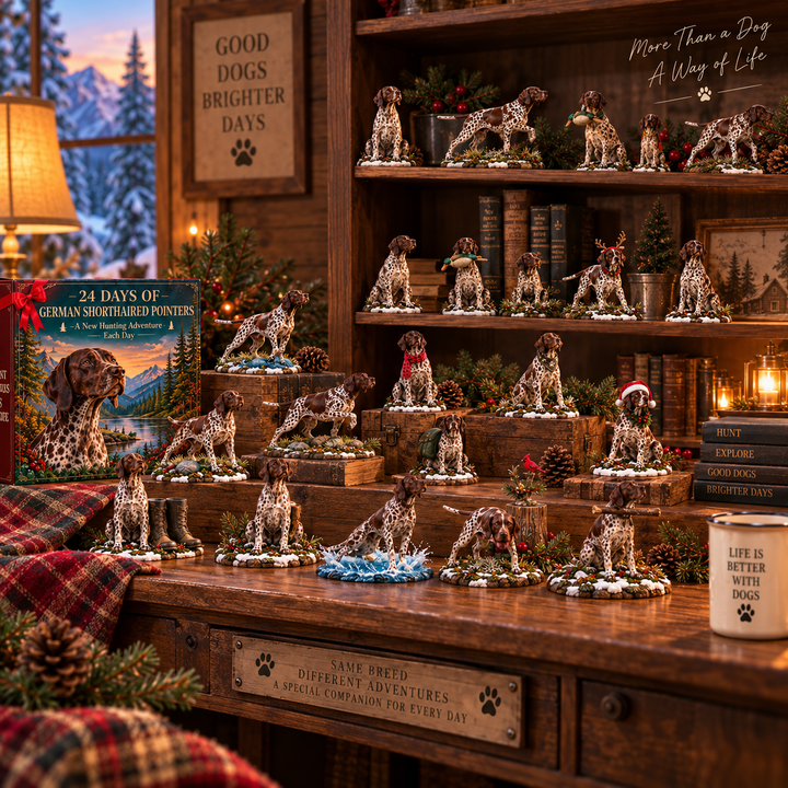 German Shorthaired Pointer Advent Calendar - 24 Unique Hand-Painted Daily Figurines