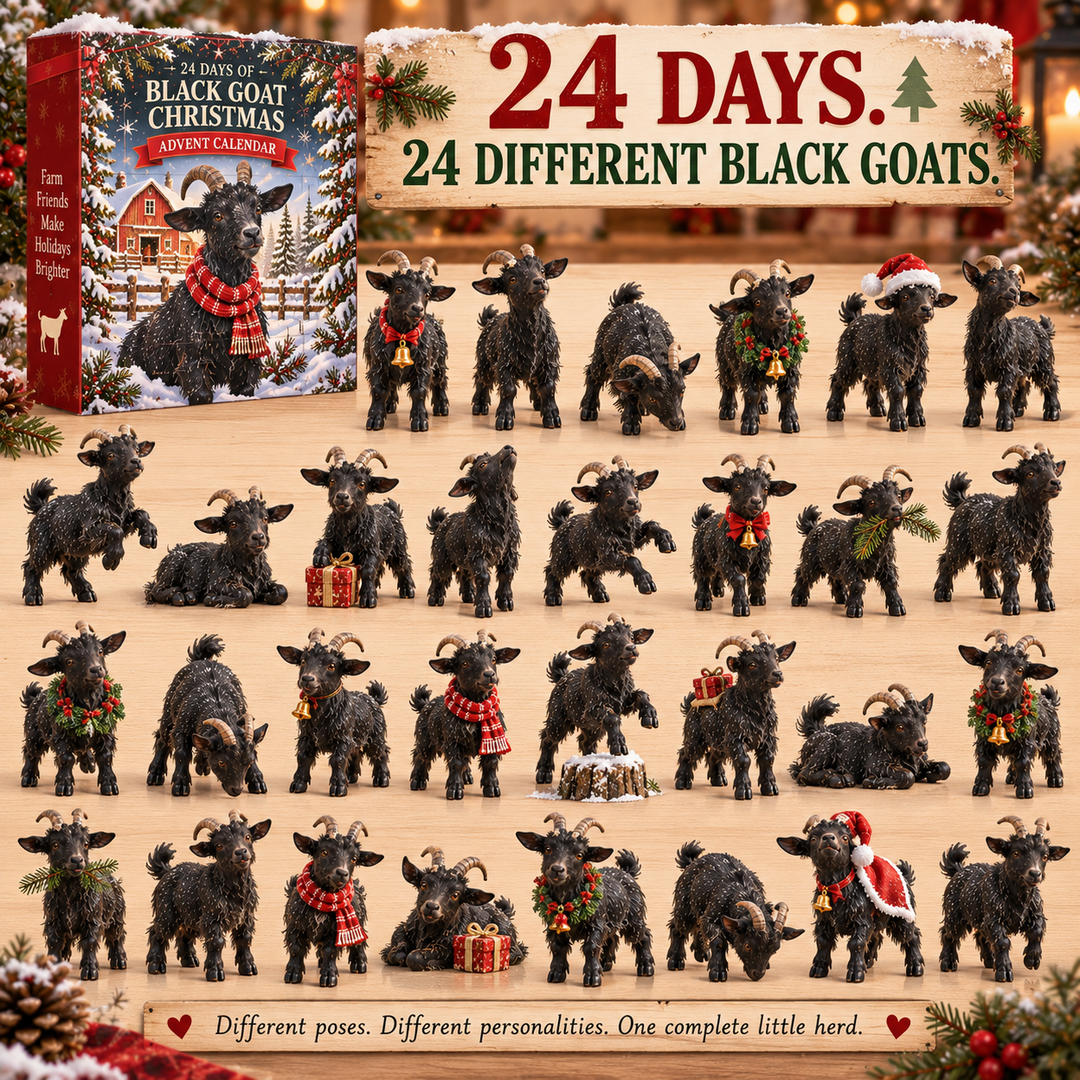 Goat Advent Calendar with 24 Collectible Black Goat Figurines