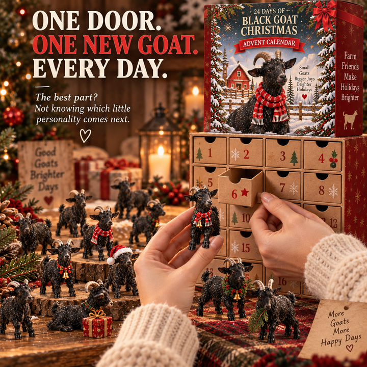 Goat Advent Calendar with 24 Collectible Black Goat Figurines