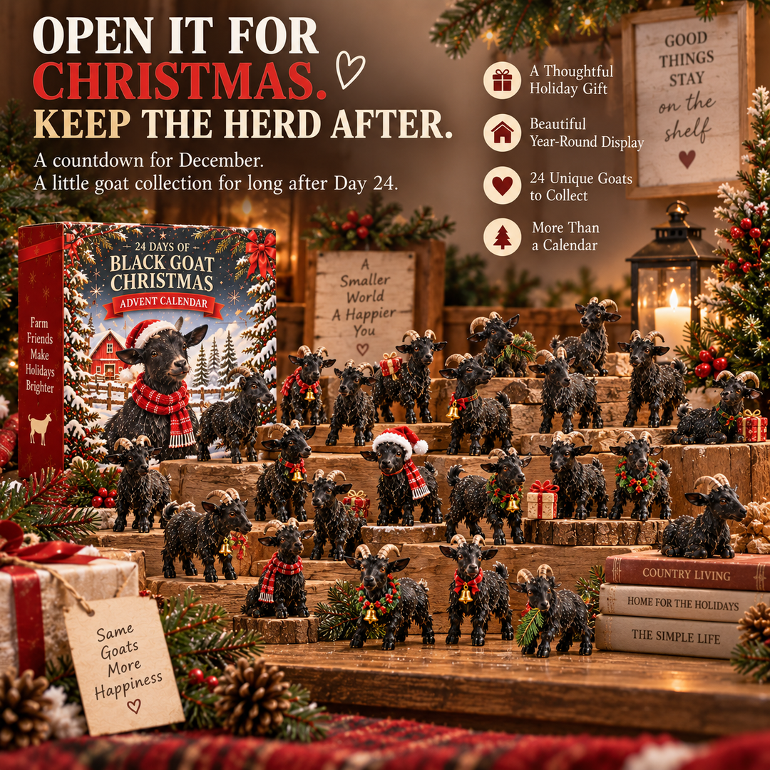 Goat Advent Calendar with 24 Collectible Black Goat Figurines