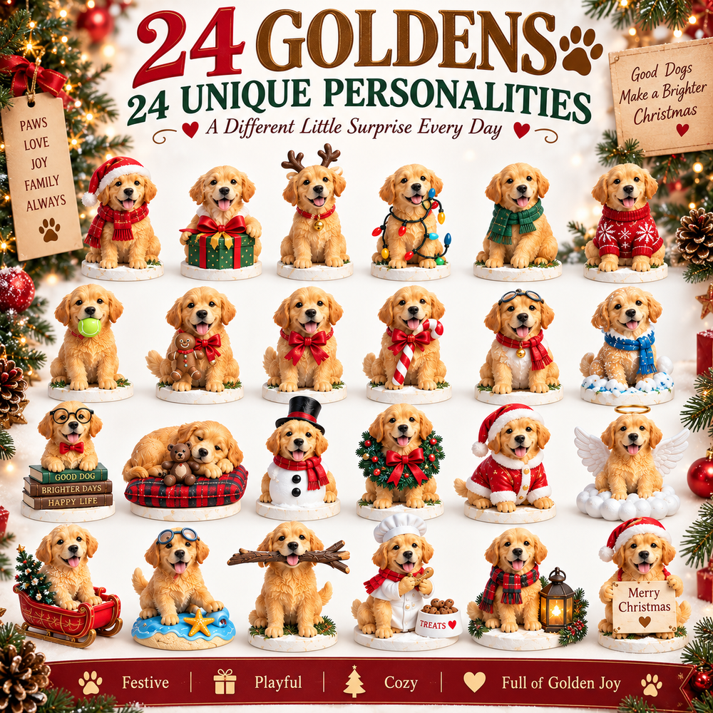 Golden Retriever Advent Calendar with 24 Festive Figurines