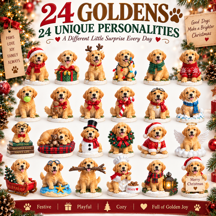 Golden Retriever Advent Calendar with 24 Festive Figurines