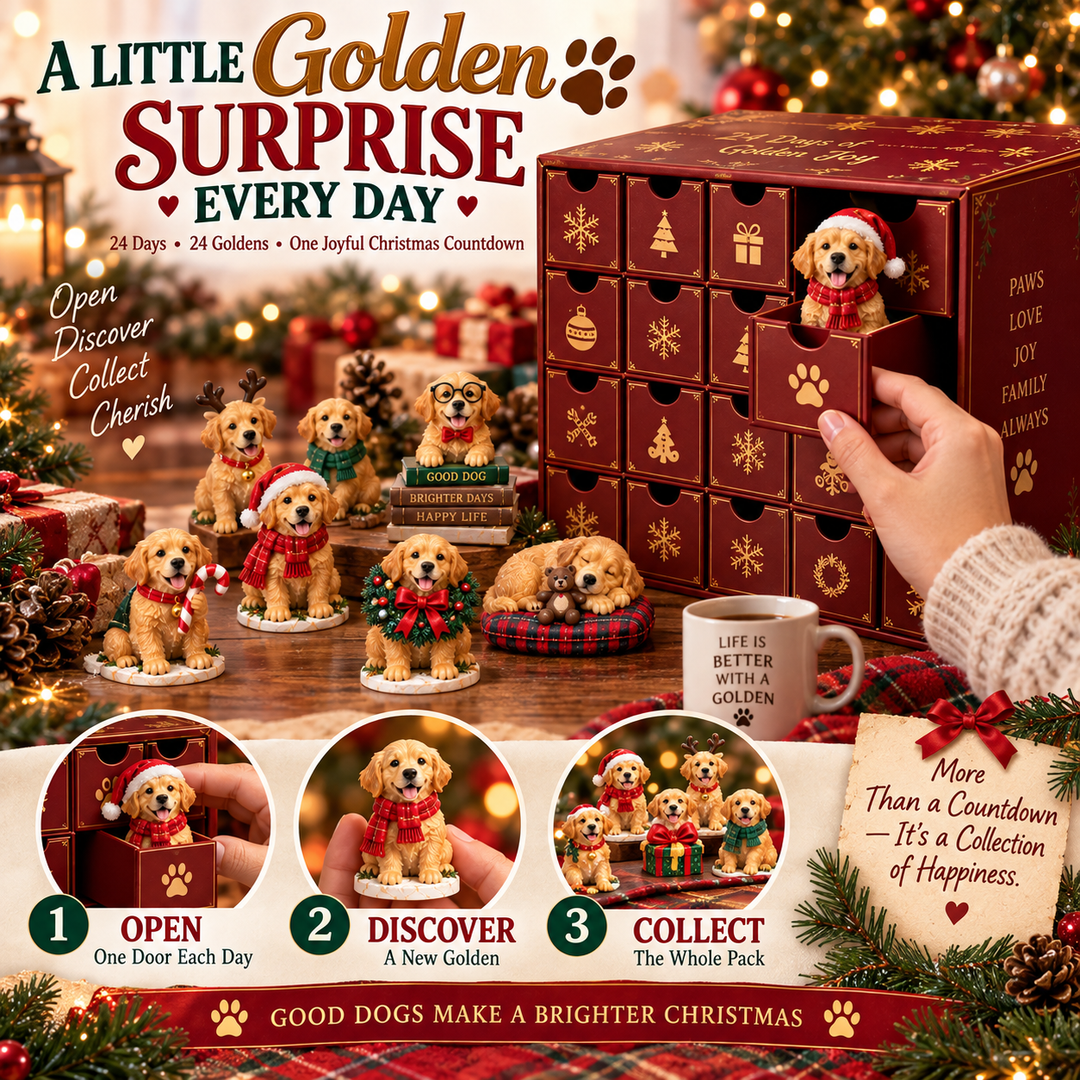 Golden Retriever Advent Calendar with 24 Festive Figurines