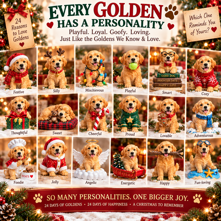 Golden Retriever Advent Calendar with 24 Festive Figurines
