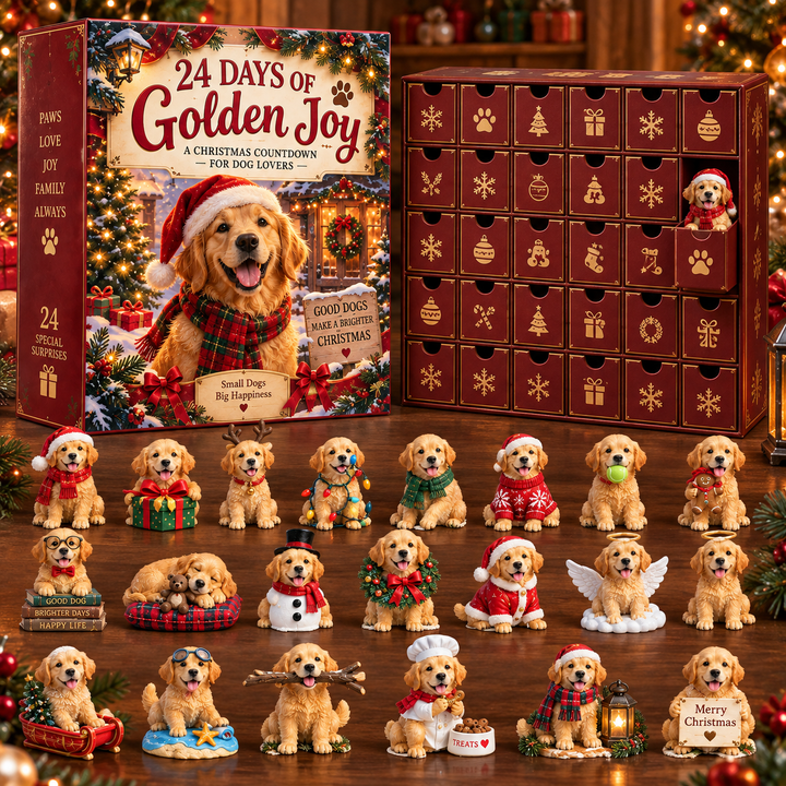 Golden Retriever Advent Calendar with 24 Festive Figurines