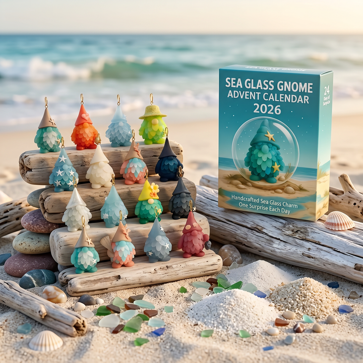 Handcrafted Gnome Advent Calendar with Sea Glass Charms