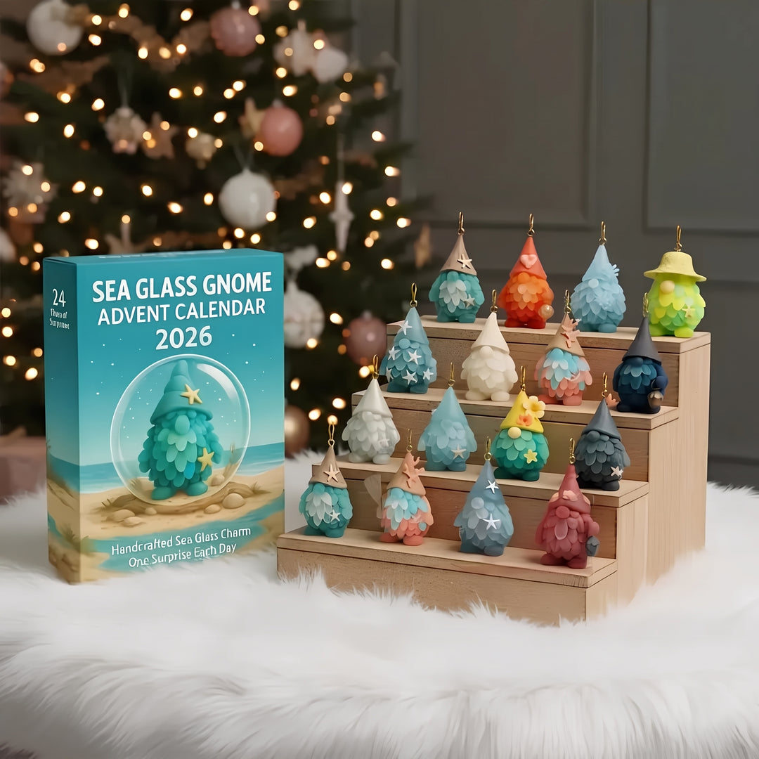 Handcrafted Gnome Advent Calendar with Sea Glass Charms