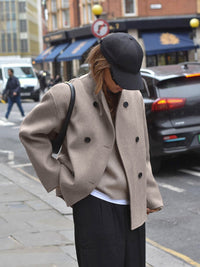 Hannah | Women's Elegant Stand Collar Wool Pea Coat