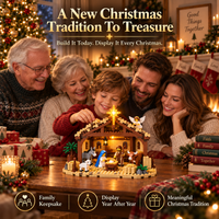 Illuminated Brick-Built Nativity Set