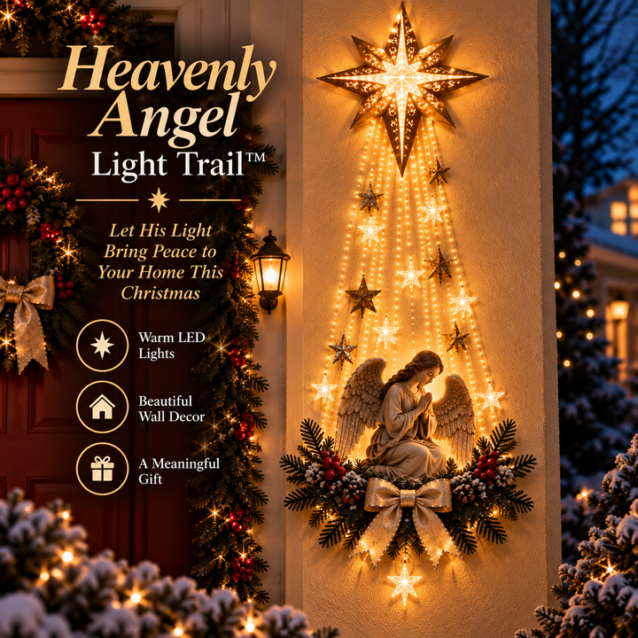 Illuminated Christmas Wall Decorations with Angel Star Light Trail