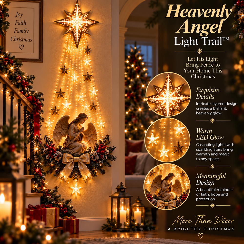 Illuminated Christmas Wall Decorations with Angel Star Light Trail
