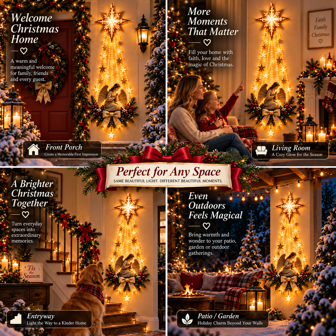 Illuminated Christmas Wall Decorations with Angel Star Light Trail