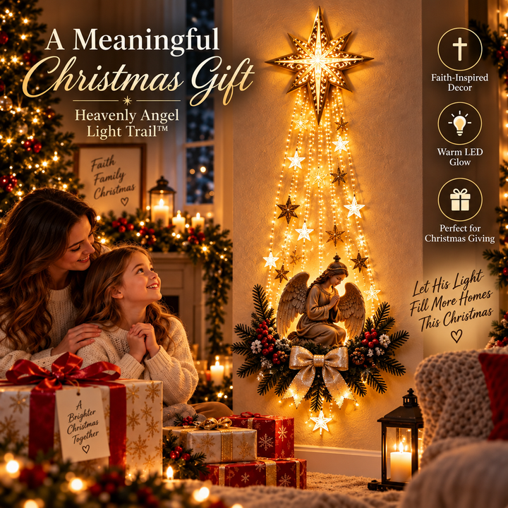 Illuminated Christmas Wall Decorations with Angel Star Light Trail