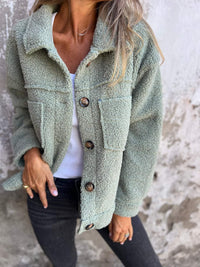 Leah | Women's Classic Button-Up Teddy Jacket