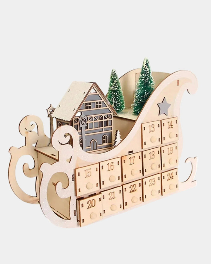 Wooden Advent Calendar Light-Up Display