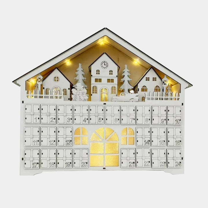 Wooden Advent Calendar Light-Up Display