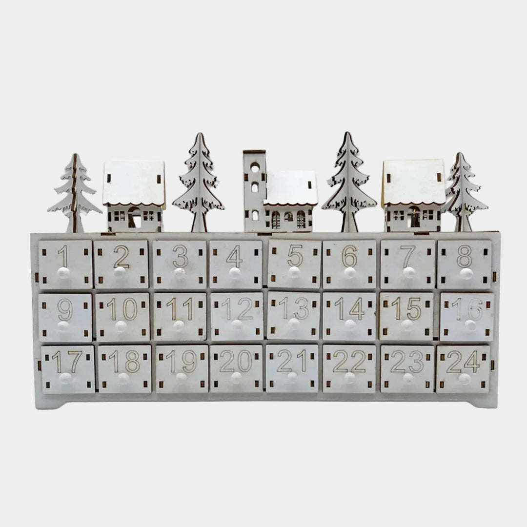 Wooden Advent Calendar Light-Up Display