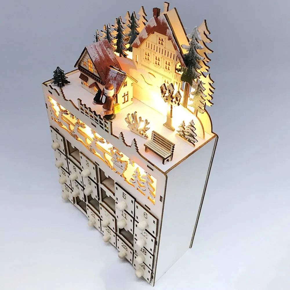 Wooden Advent Calendar Light-Up Display