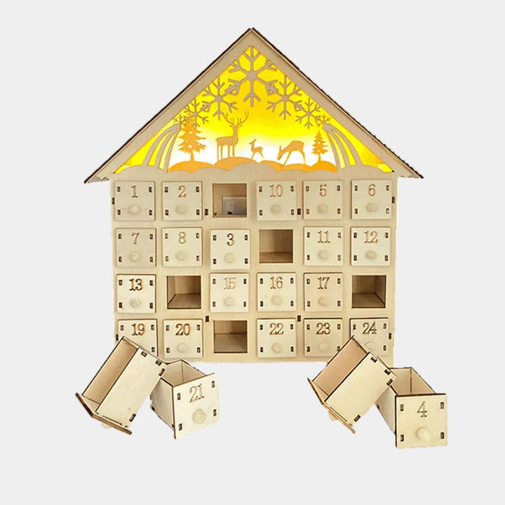 Wooden Advent Calendar Light-Up Display