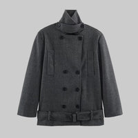Katie | Women's Belted High Collar Wool Pea Coat