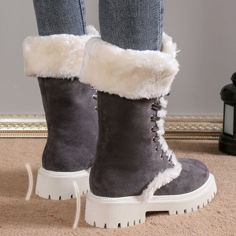 Lucy | Women's Fur-Trimmed Lace-Up Platform Winter Boots