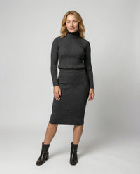 Margaret | Women's Ribbed Turtleneck Midi Sweater Dress