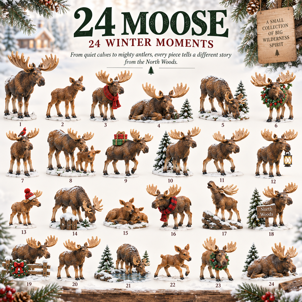 Moose Advent Calendar with 24 Collectible Winter Figurines