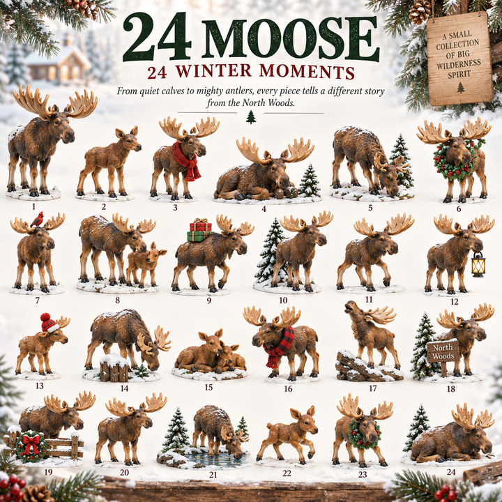 Moose Advent Calendar with 24 Collectible Winter Figurines