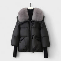 Natalie | Women's Faux Fur Collar Cropped Puffer Jacket